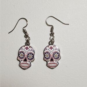 Handmade Halloween Day of the Dead Dia De Muertos skull earrings